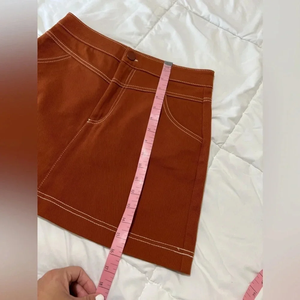 ZARA Brown Seamed Mini Skirt Size M